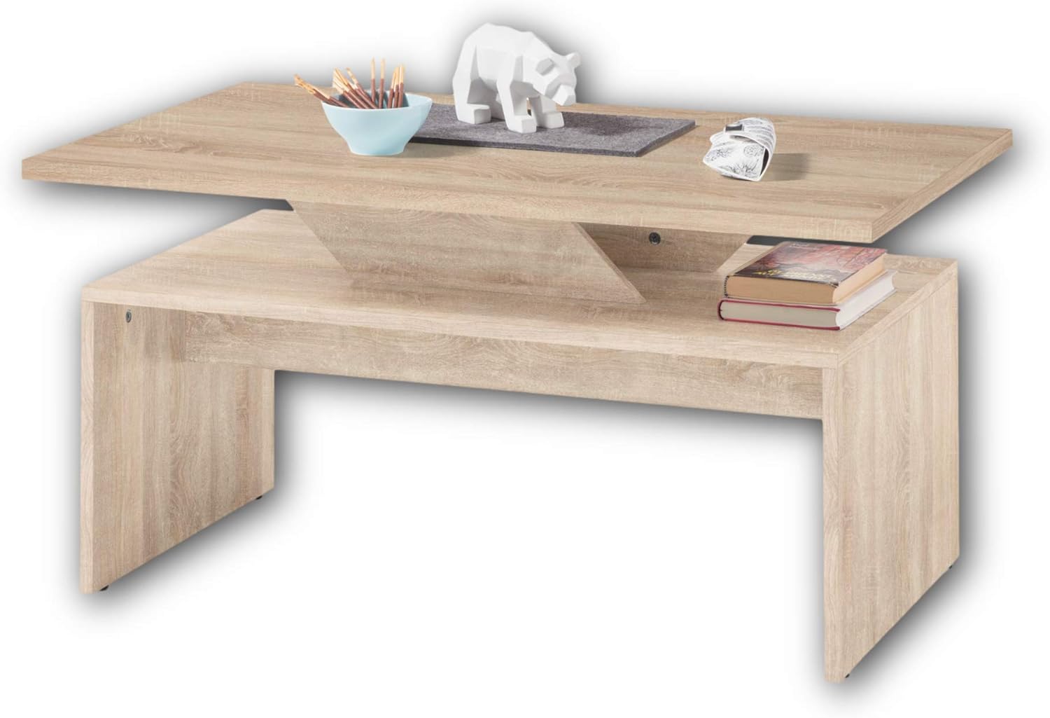 Stella Trading Allegra café Moderna con Tablero Elevado en imitación de Roble Sonoma-Mesa de sofá Extravagante para su salón, Hormigón, 100 x 50 x 60 cm