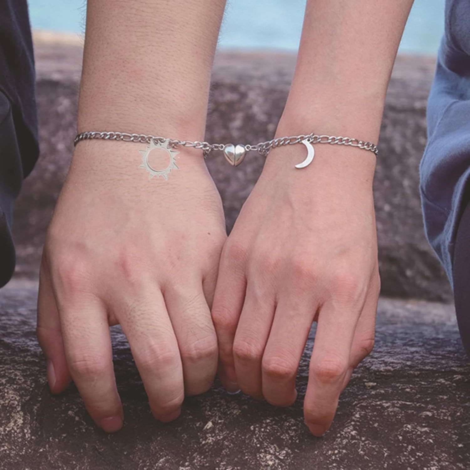Sun and Moon Magnetic Attraction Couple Bracelet Friendship Bracelet for Boyfriend Girlfriend Women Men BFF Best Friends Couples Bracelets Magnetic Sun and Moon Magnetic Heart for him and her for and: Clothing, Shoes & Jewelry