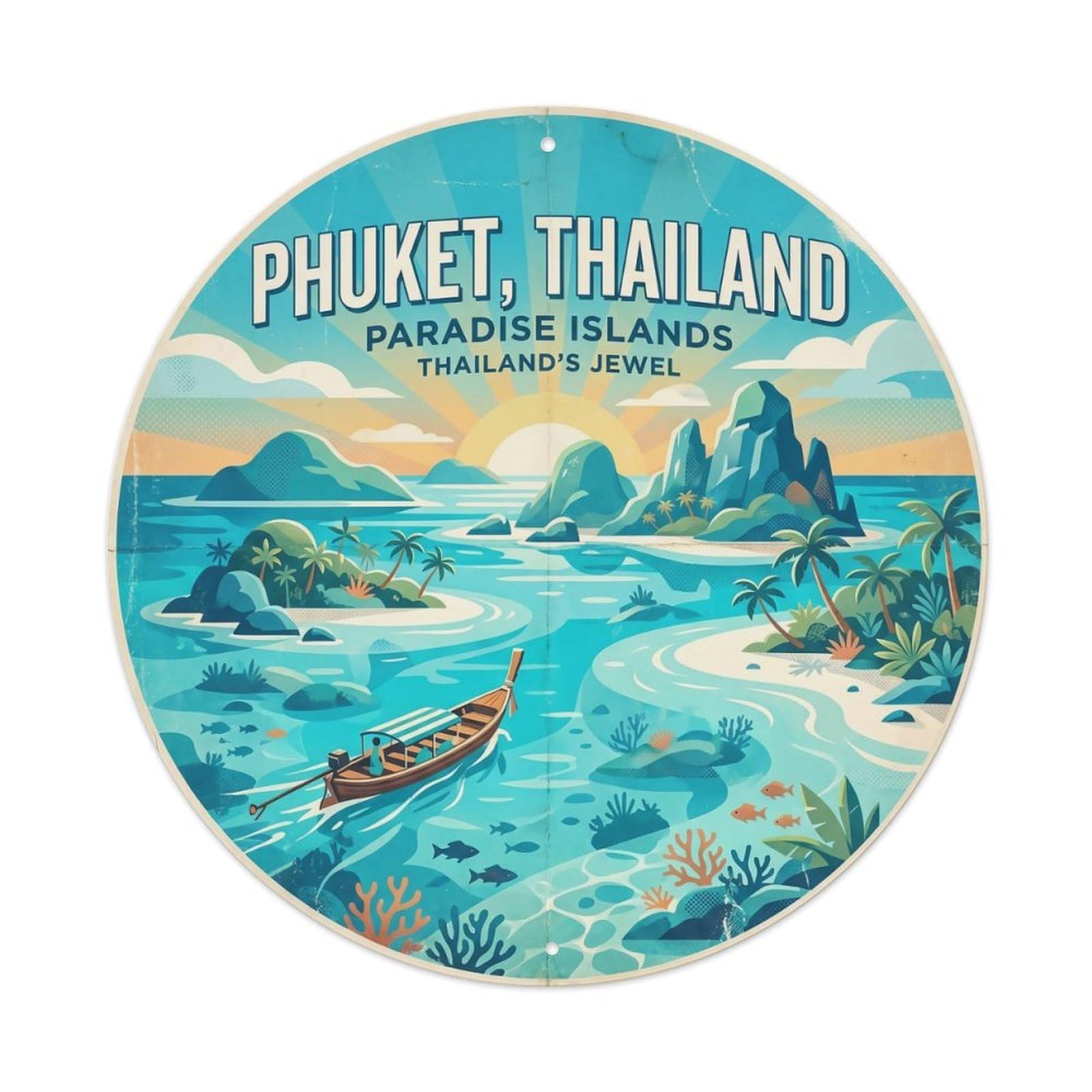 Odgynaw 8X8inch(20X20cm) Phuket Similan Islands Island Ocean Coast Resort Metal Tin Sign
