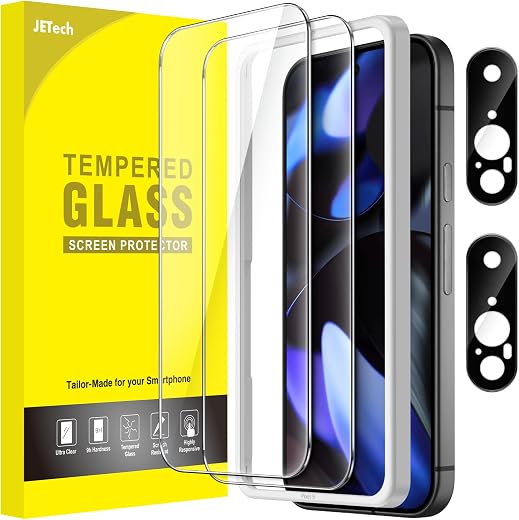 JETech Screen Protector for Google Pixel 9 with Camera Lens Protector, Easy Installation Tool, Fingerprint Compatible, Tem...