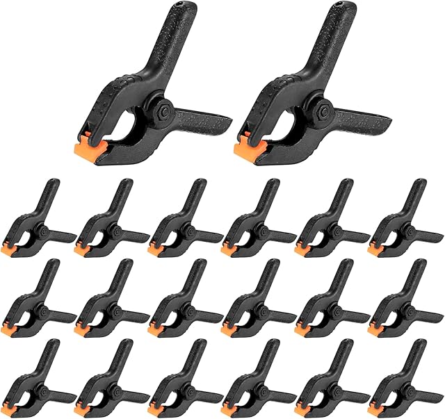 20 Pcs Spring Clamps, 2 inch Heavy Duty Nylon Spring Clips, Plastic Grip Spring Clips Clamps, Woodworking Tension Clamps for DIY Projects, Photo Studios, Photo Background