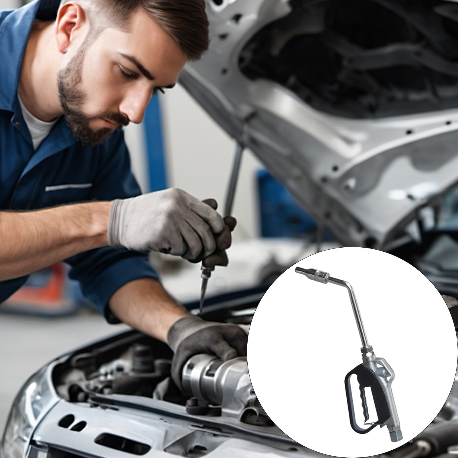 3 Ergonomischer Aluminium Ölspender mit 1/2-Zoll Düse, 150–1500, manuelle Steuerung für Werkstatt und Motorradpflege, Ölpistolen Spender