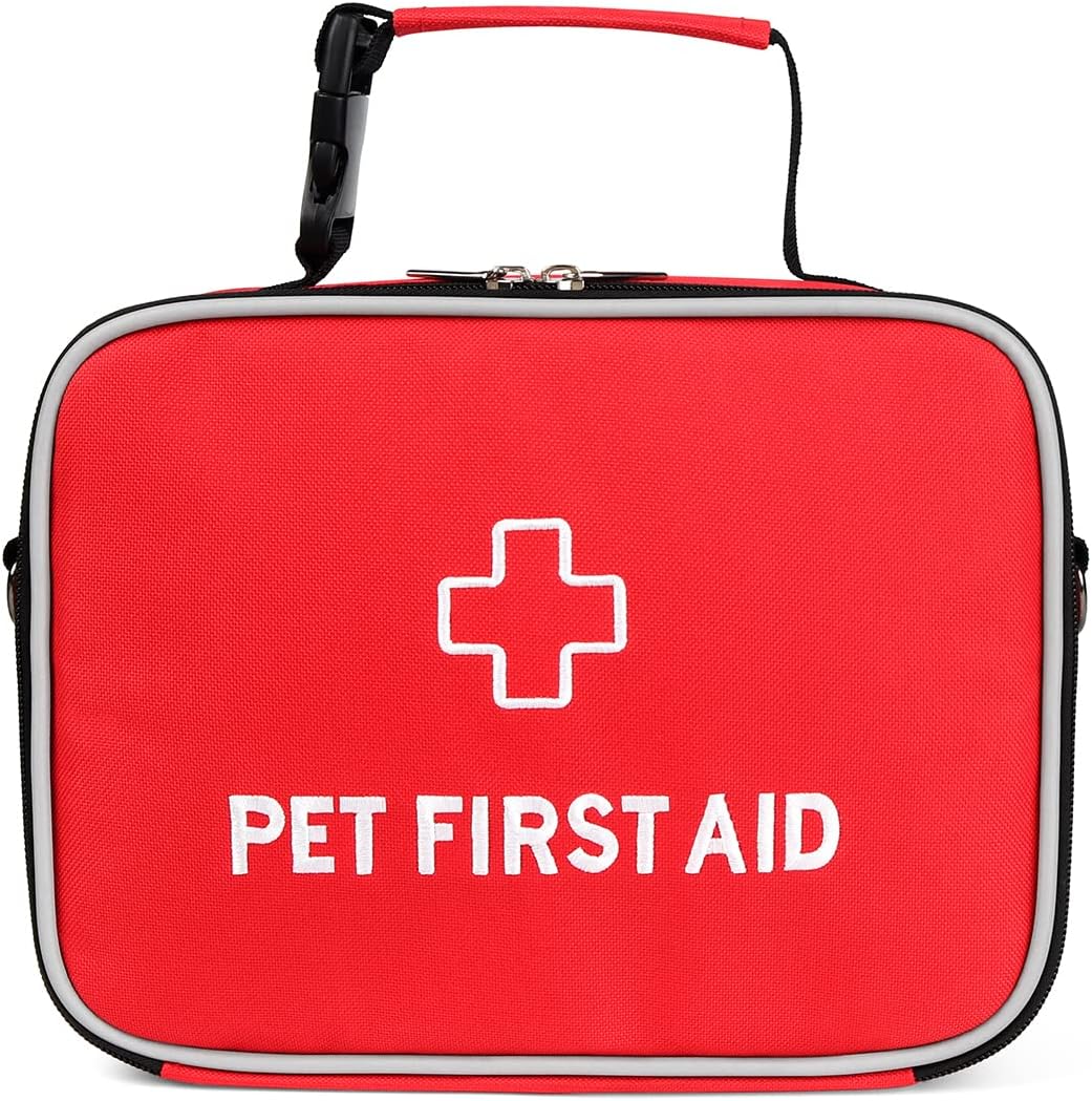 YUDODO Pet Dog Empty First Aid Bag Multi-Function Pockets Medical Bags Portable Reflective Puppy Travel Purse Food Container Doggy…