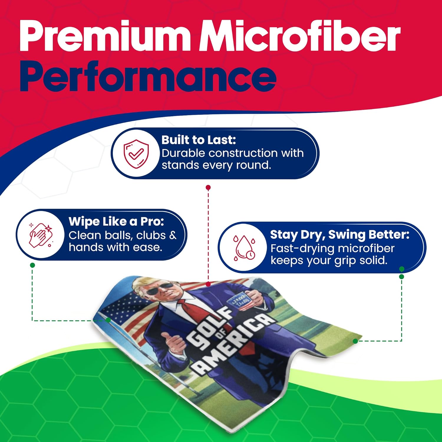 K9King Golf Microfiber Towel with Clip – Quick-Dry Cleaning Accessory for Men & Women, Ideal for Clubs & Balls, Great Golfing Gift for Players (Golf America) - Image 3