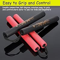 Vista 2 de Nunchucks Nunchakus - Nunchakus - Nunchucks de entrenamiento de goma de espuma segura con cordón, 2 unidades para niños y principiantes, práctica