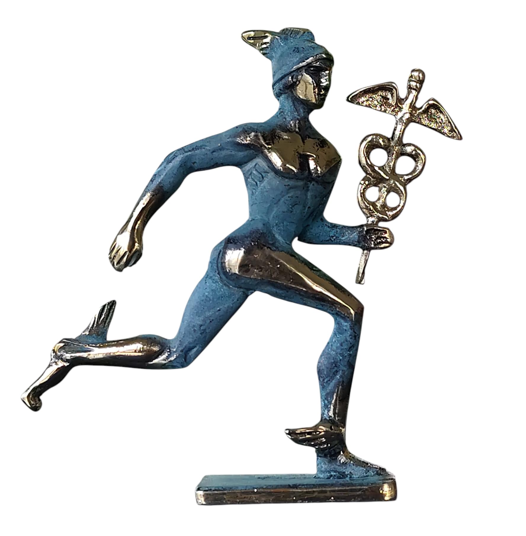 Hermes Mercury God Zeus Son Roman Statue Handmade Solid Bronze 5.6 Inches