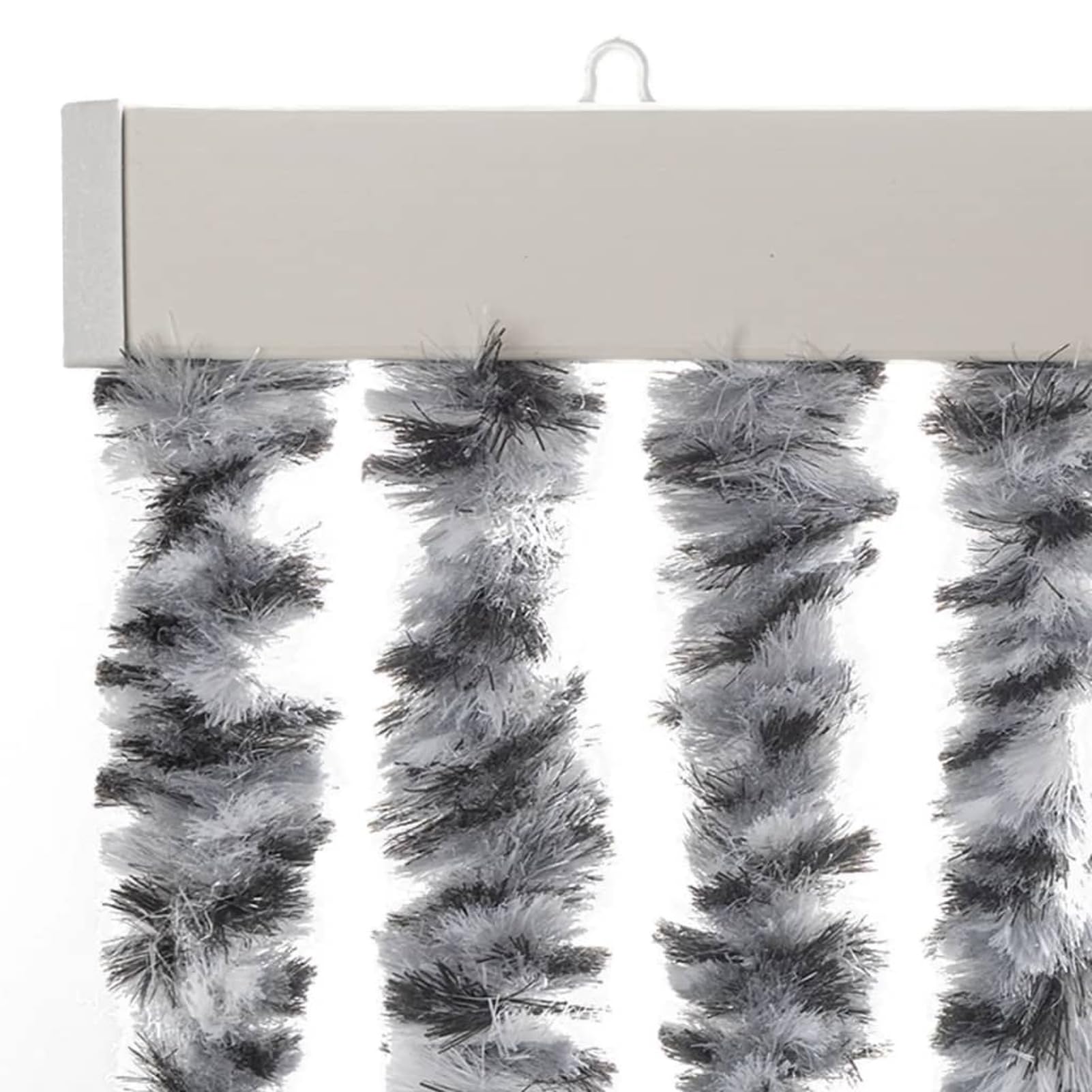 Tenda Antimosche Grigia Nera e Bianca 90x200 cm in Ciniglia,Tenda Antimosche per Finestre e Porte Leggera Resistente all'Acqua Silenziosa Zanzariera Antiisetti-377334