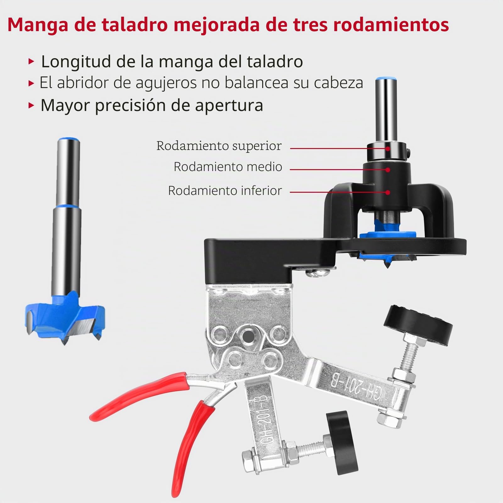 XUNTOP Bisagra Oculta Jig 35mm Jig Bisagra Oculta con Llave Allen Bisagra Agujero Perforadora con Sierra de 35 mm Perforadora de Bisagra de Doble Abrazadera para Muebles de Madera Puerta Gabinetes