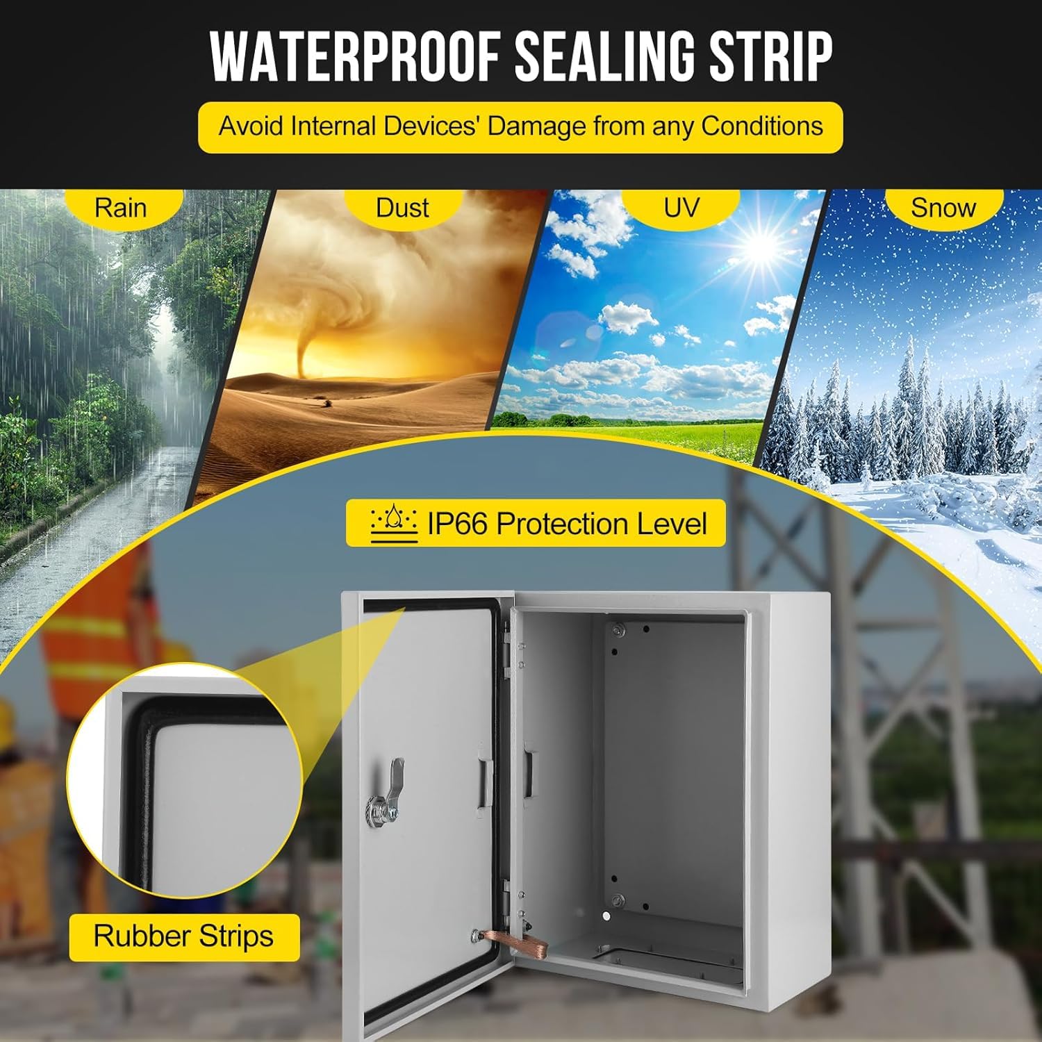 Outdoor Electrical Box Waterproof, 16x12x6Inch Heavy Duty Power Enclosure with Lockable Lid, Weather Resistant Junction Box for Garden, Patio, Pool
