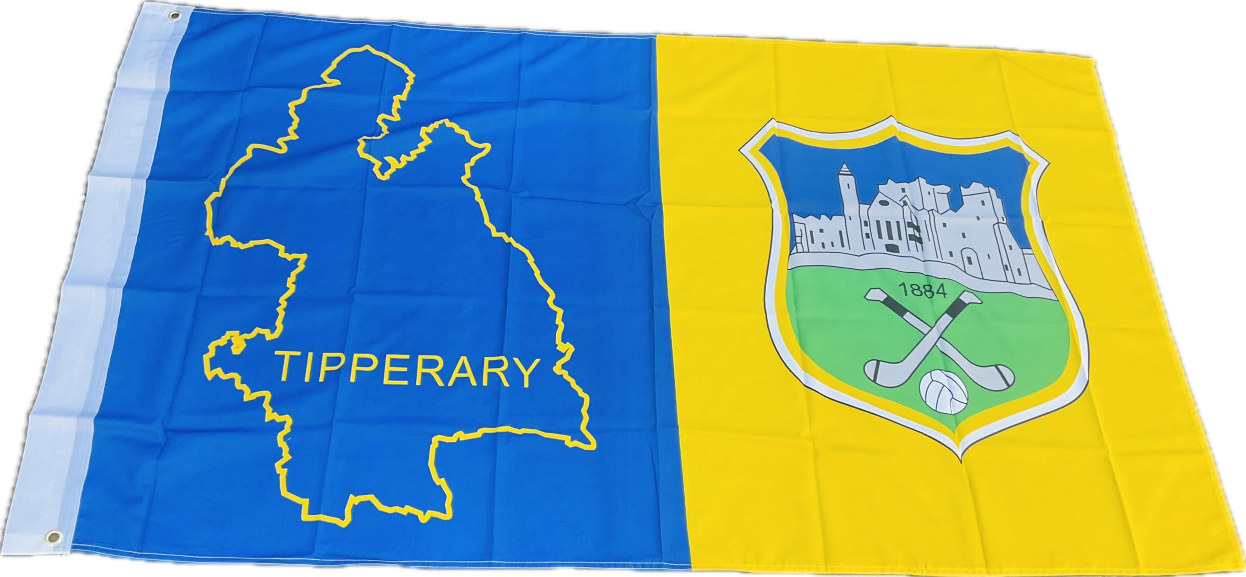 Tipperary Official ALL IRELAND County half Blue half gold large crest flag 152cm x 91cm very rare design