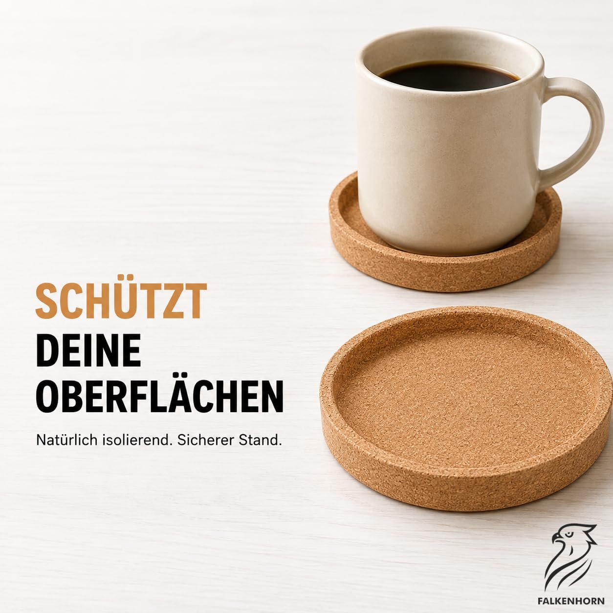 Kork Untersetzer 24er Set Ø 10 cm mit Rand – Glasuntersetzer, Tassenuntersetzer & Getränkeuntersetzer aus Naturkork – saugfähig, hitzebeständig – Made in Portugal