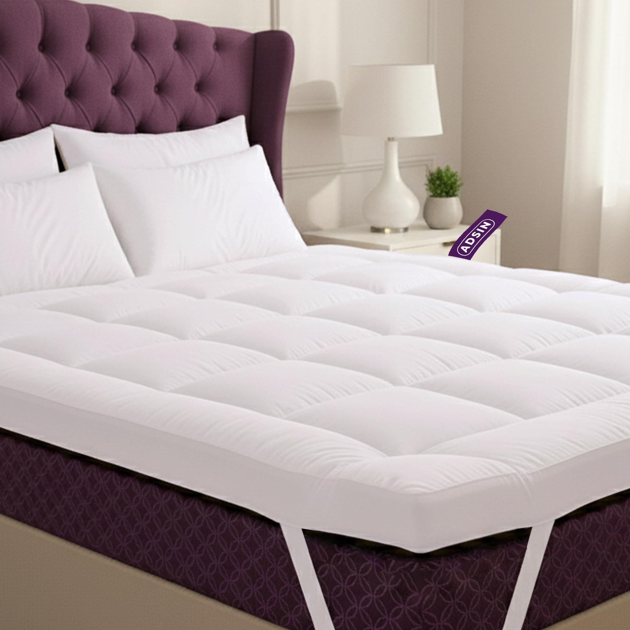 Luxury Hotel Quality Mattress Topper Single – 10CM Extra Thick Quilted Mattress Topper for Single Bed – Soft Breathable Anti-Allergy Microfibre Fill for Added Comfort and Support, 90 x 190 cm