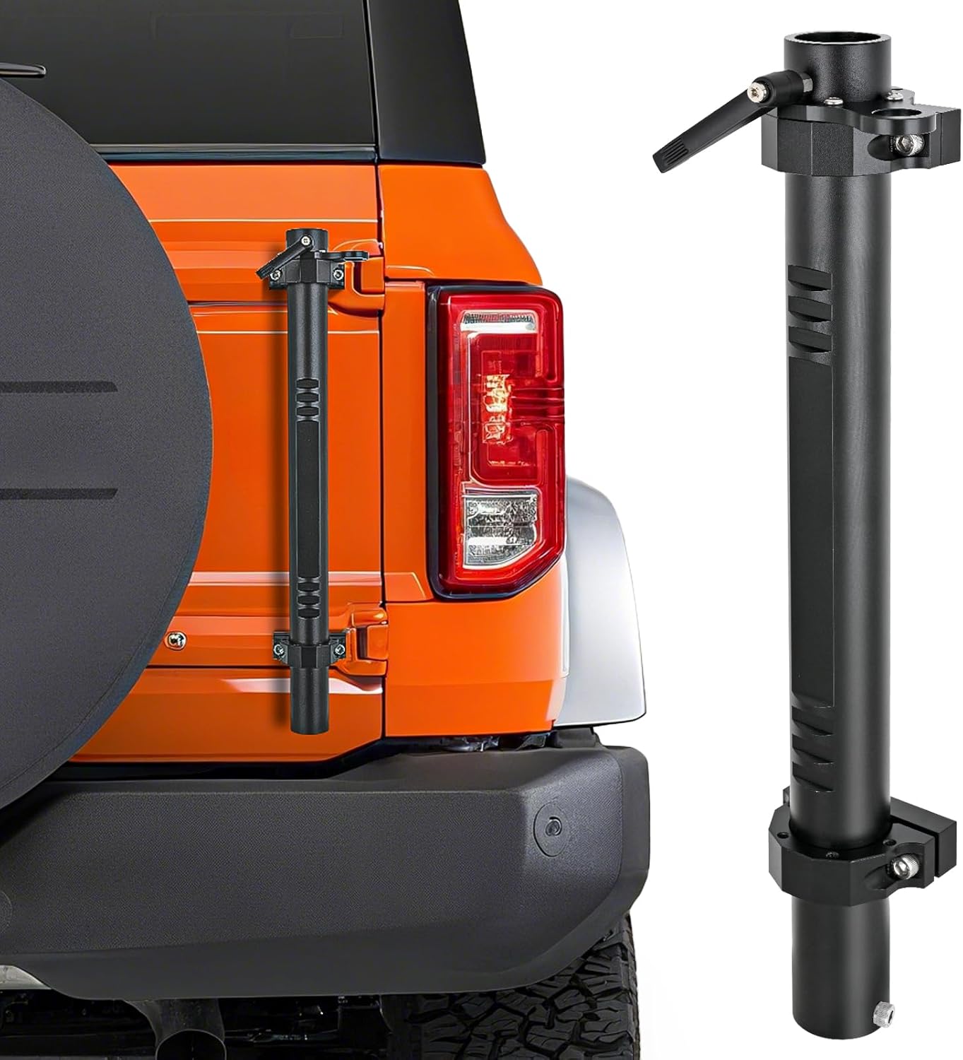 Nilight Tailgate Flagpole w/ CB Antenna Mount for Ford Bronco 2021 2022 2023 2024 2025 Heavy Duty Rear Door Flag Holder Bracket for Off-Road Camping, No Drill Installation