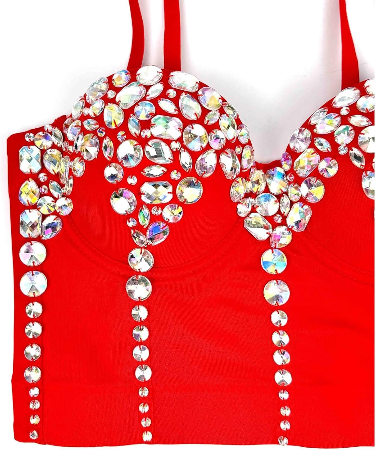 [HDVFONVW] 女性用セクシーなラインストーンカラフルな宝石アクリルバスティエコルセットトップブラ