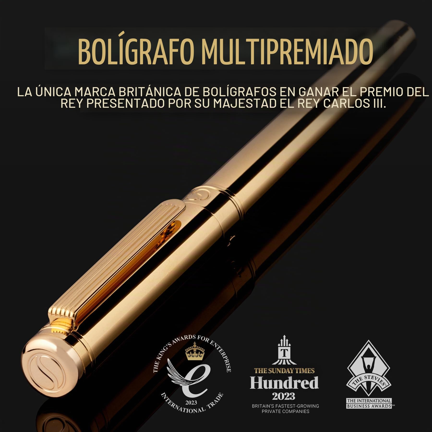 Scriveiner Rollerball Pen Bolígrafo Roller de Gama Alta con Acabado en Chapado en oro auténtico, Recambio Schmidt, Regalo Hombres y Mujeres, Bolígrafos Profesionales de Diseño (Oro)