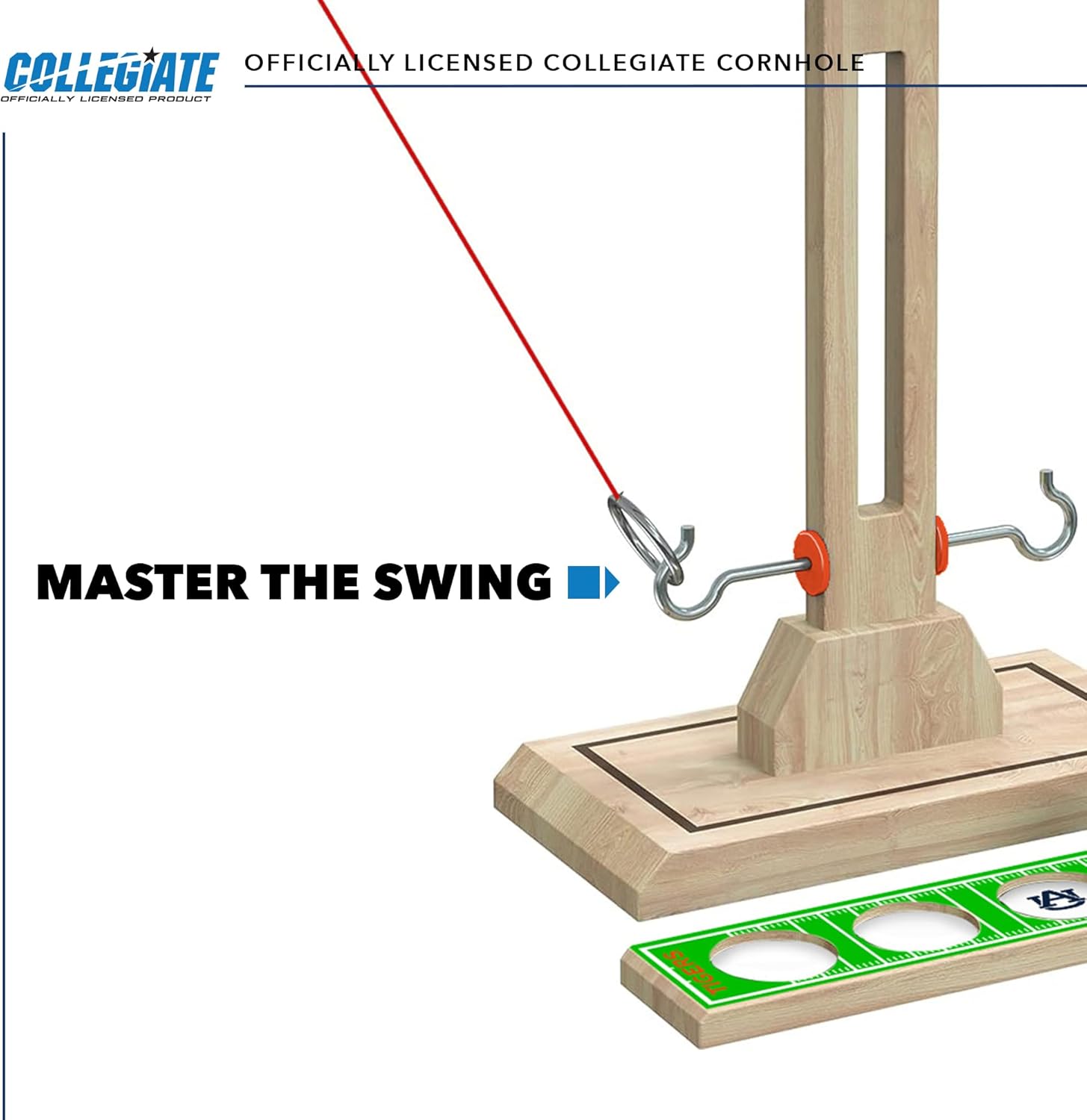 Wild Sports NCAA Auburn Tigers Wooden Ring Swing Battle - Head-to-Head Ring Toss Hook & Ring Game for College Football Fans