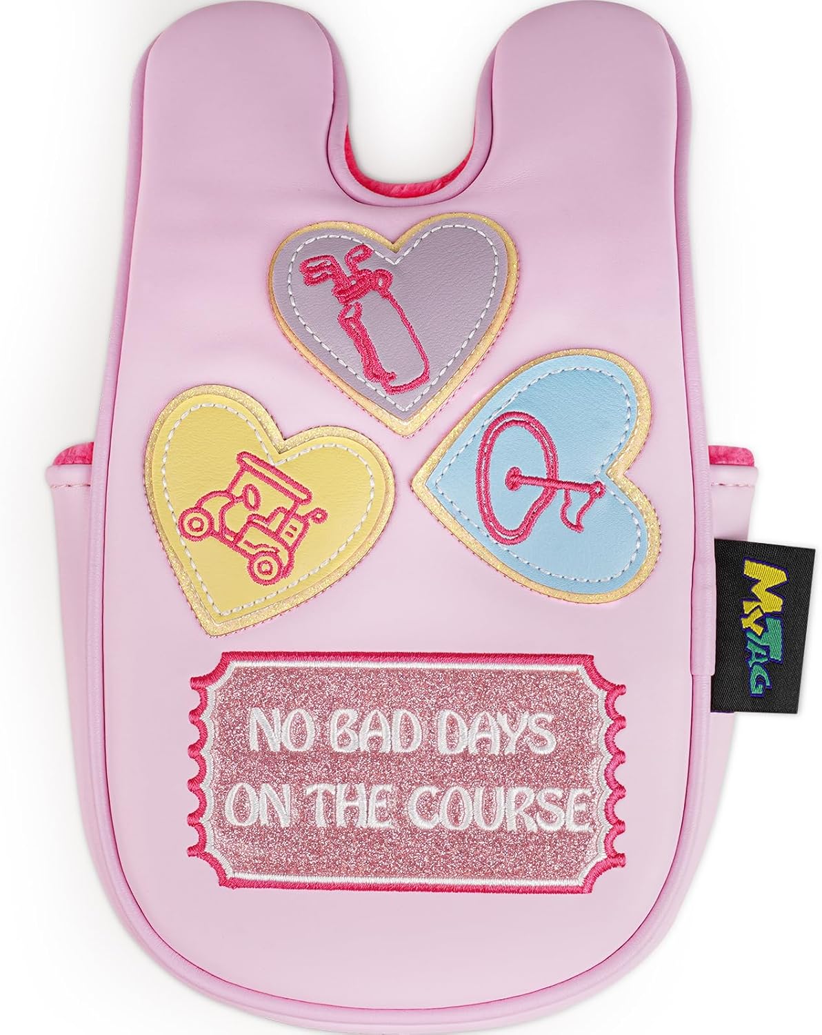 mytag Golf Head Covers Pink, No Bad Days On The Course Golf Club Covers Driver Fariway Hybrid Headcover for Women Girls
