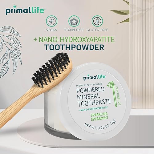Miniatura 8 de Limpiador dental natural Dirty Mouth, en polvo, tamaño mini, suavemente pule, desintoxica, remineraliza y fortalece los dientes, mejor que la pasta