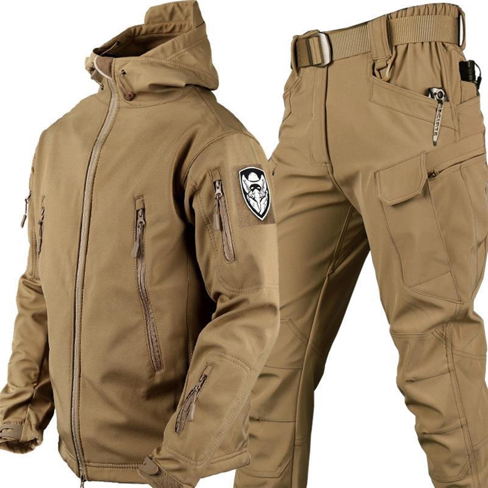 Trajes Militares De CaparazóN Blando, Chaqueta Y PantalóN TáCtico Para Hombre, Traje De Combate Militar Impermeable, Ropa Caza, Impermeable, Cremallera, Sudadera, Pantalones