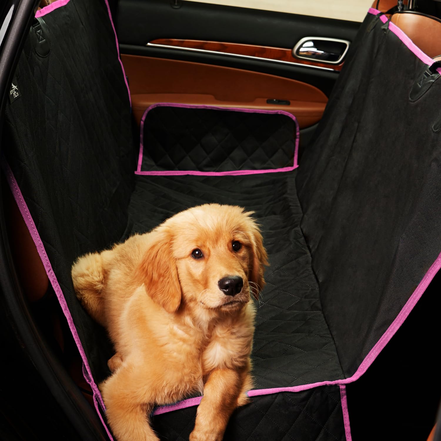 Active Pets Pink Standard Dog Car Hammock Back Seat Cover, Waterproof Backseat Cover Protector for Truck Bench Rear of Sedans or SUVs, Essential Pet