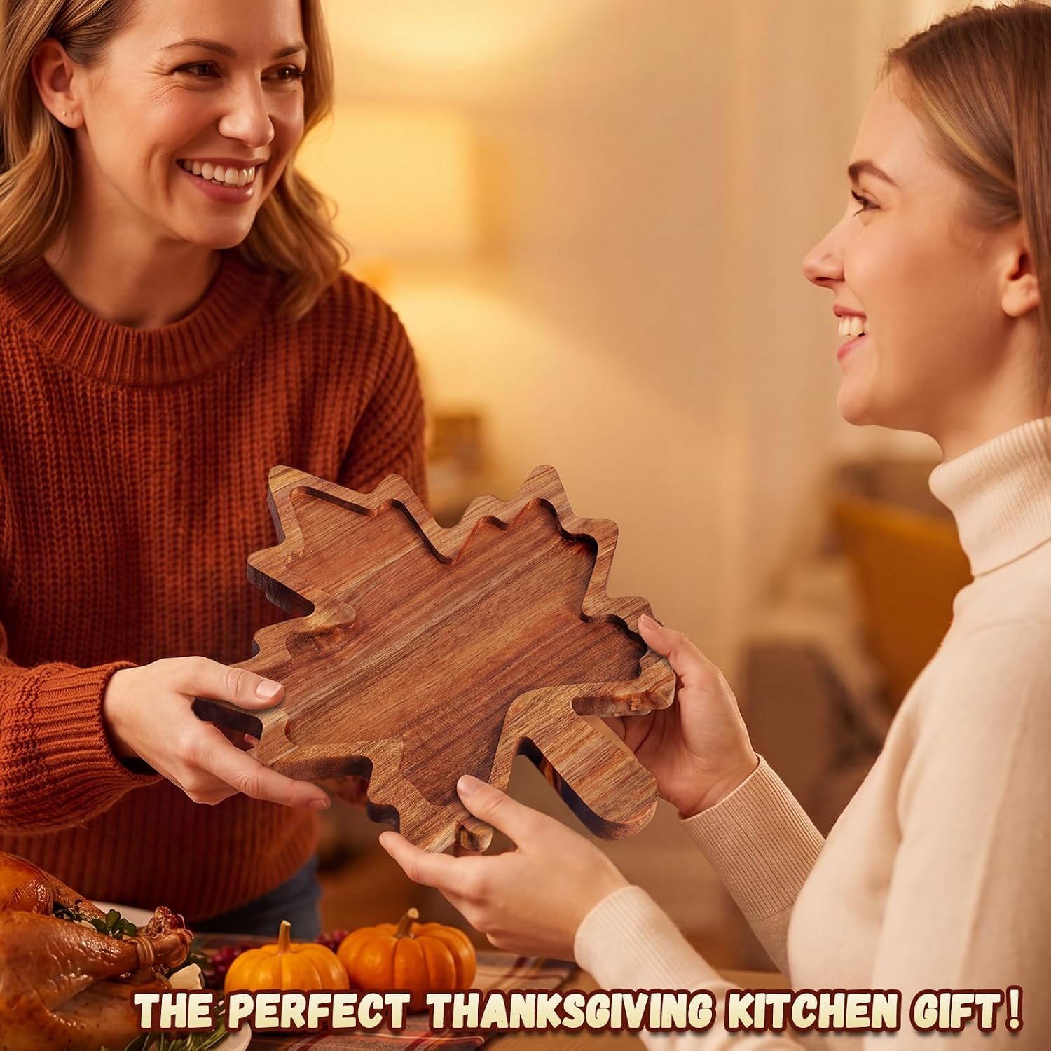 Maple Leaf charcuterie Board, Fall Acacia Wood Serving Tray