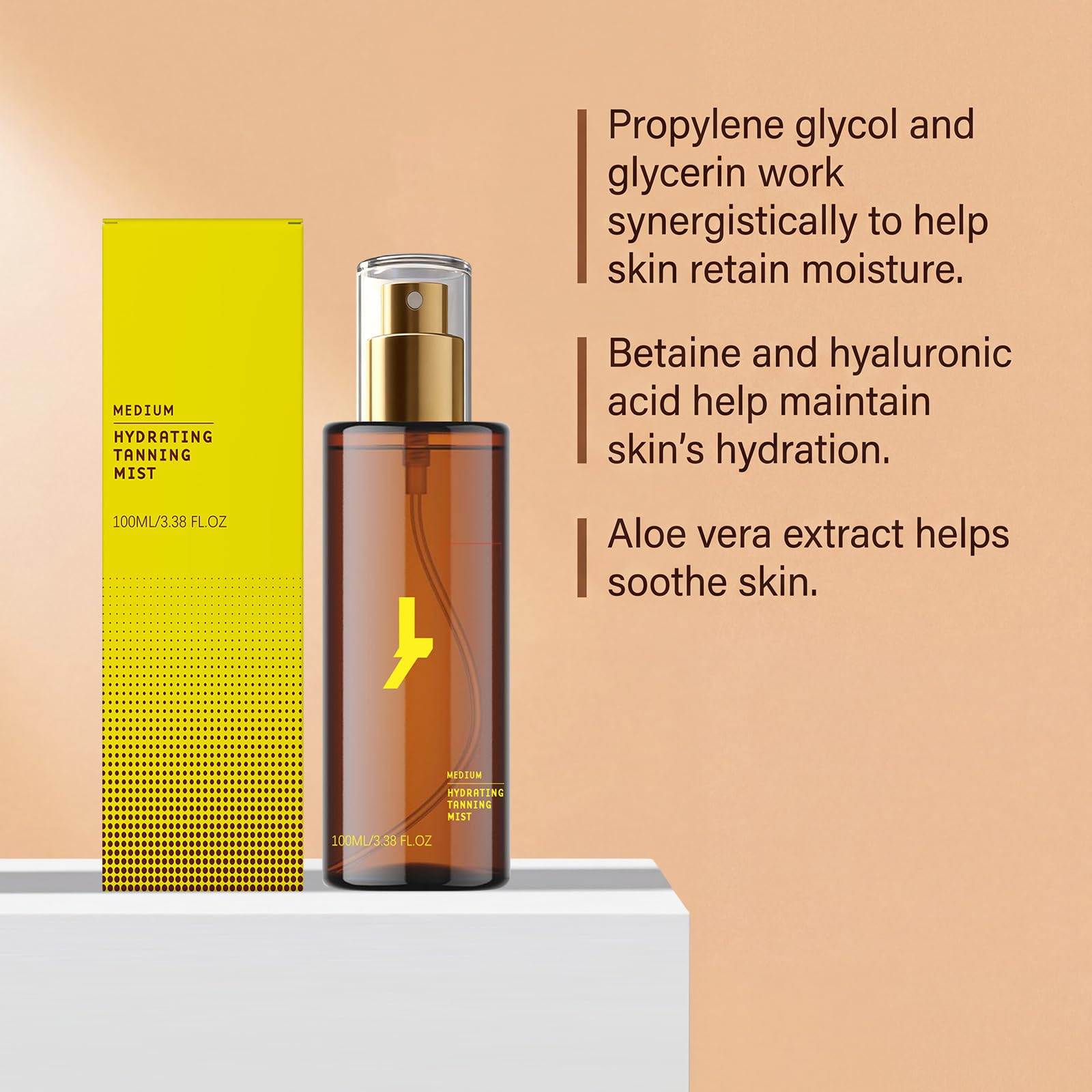 Medium Hydrating Tanning Mist – Bräunungsspray für Körper und Gesicht – Selbstbräunungsnebel, 3,38 fl oz feuchtigkeitsspendender Selbstbräunernebel mit DHA, 100 ml Selbstbräunerspray (8 Flaschen)