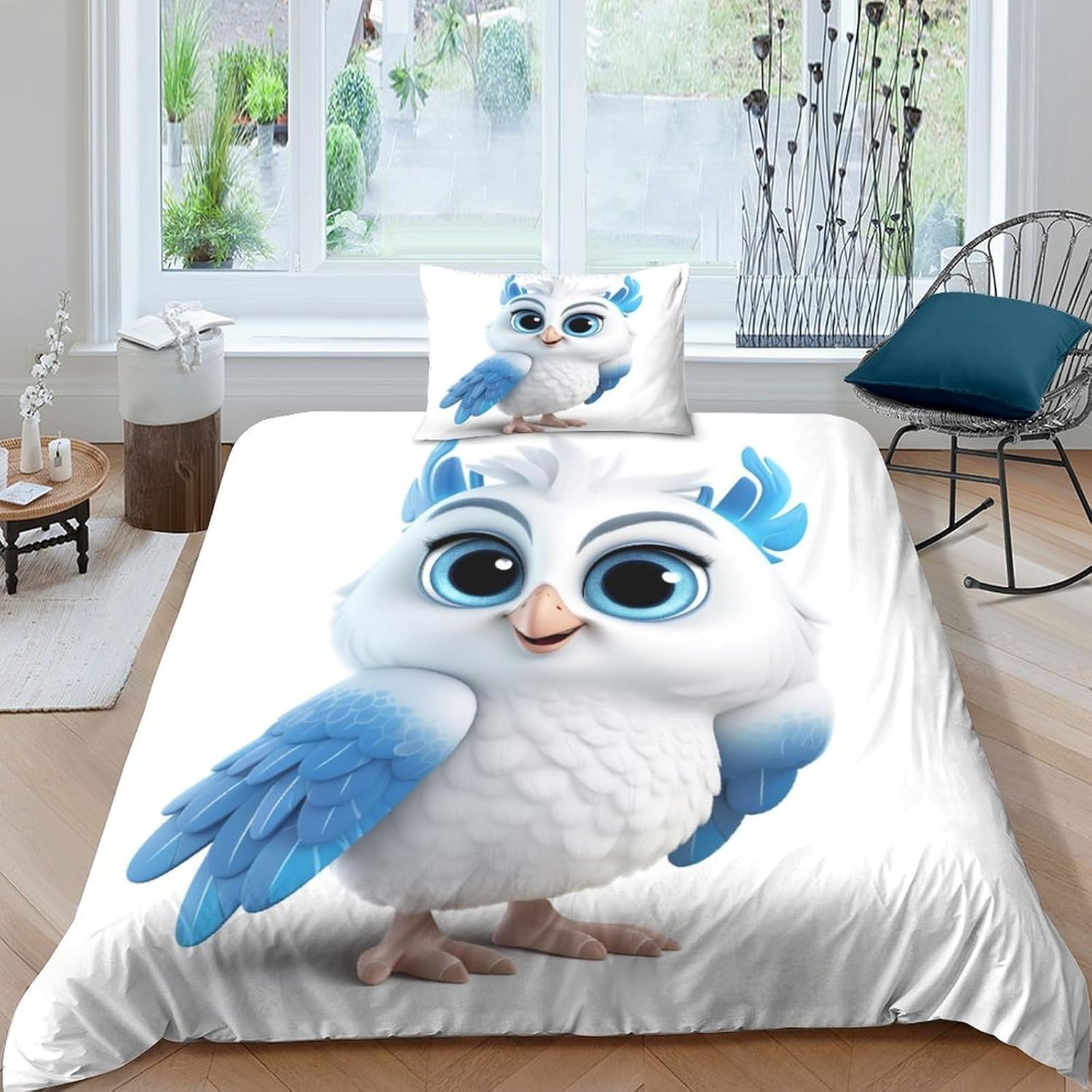 HMLTD Cute Owl Duvet Cover Set Bedding Set for Children Girls Boys 3D