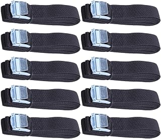 10 Piezas Cinchas de Amarre Rápidas de Nylon con Hebilla de Acero de Correas Resistentes para Equipaje Carga de Coche Portaequipajes y Kayak Color Negro