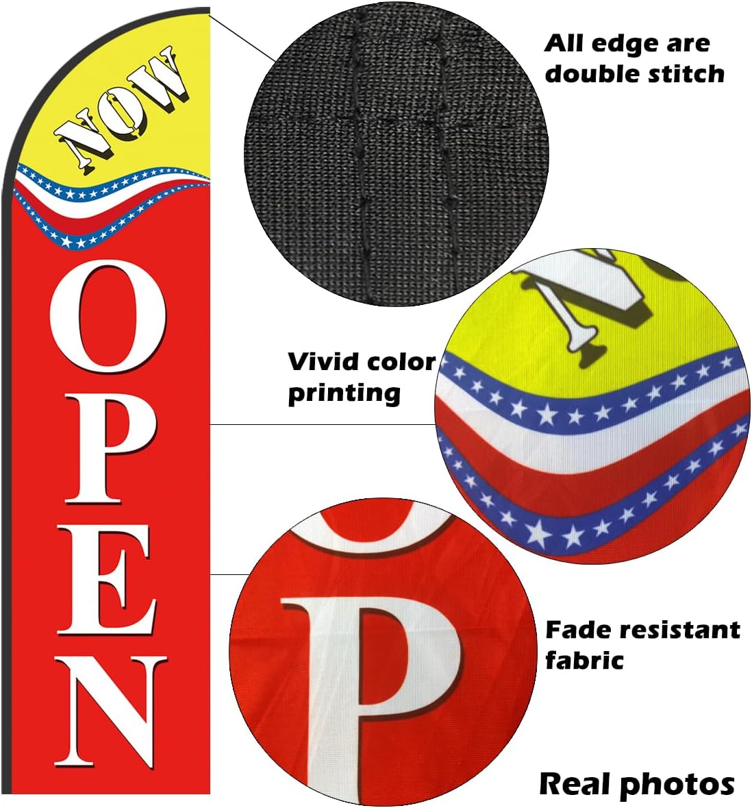 Open Themed Swooper Flag Pole Kit for Businesses,Now Open Advertising Banner Kit Include Feather Flag,Banner Pole,Ground Stake and Travel Bag-12 Feet (2 Pack with X Base)