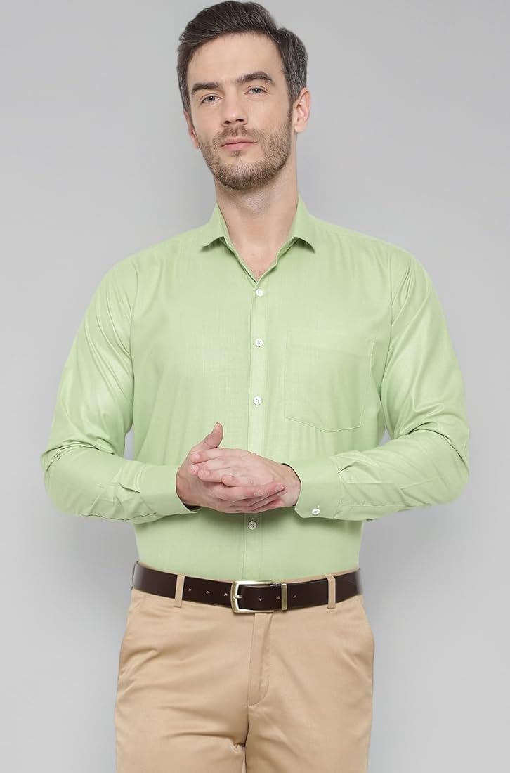 SREY Parrot Green Color Formal Cotton Slim Fit Shirt for Man (Light Green,  38) : Amazon.in: Clothing & Accessories