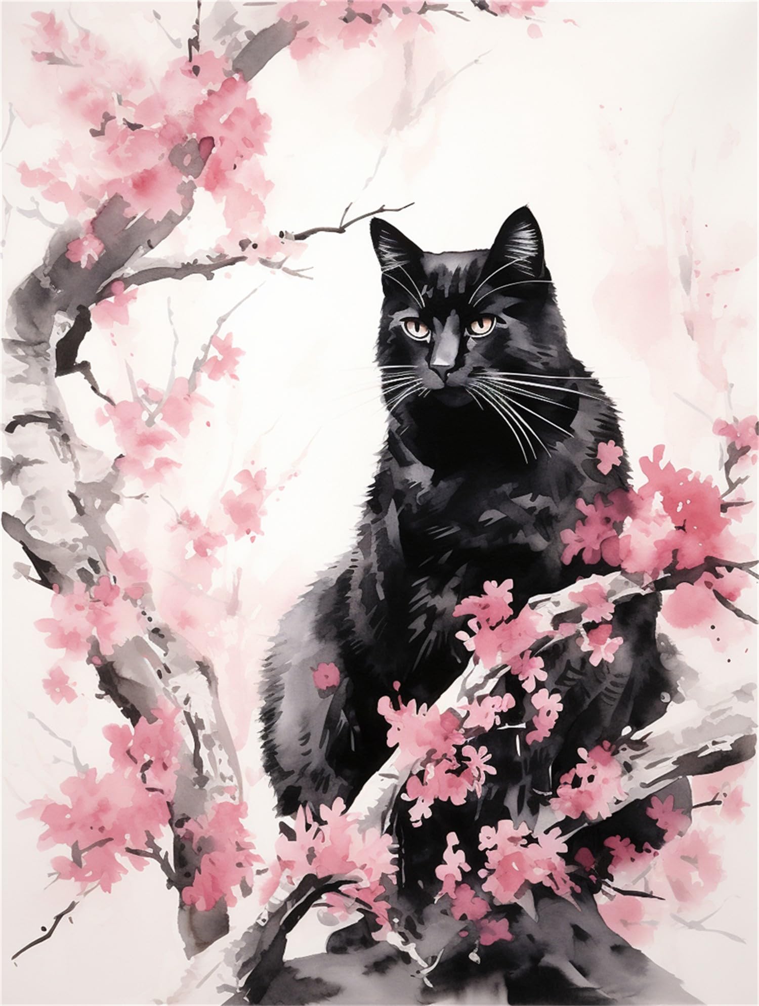 Kit Da Ricamo Fai-Da-Te Gatti E Fiori Kit Da Ricamo Con Perline Animale Kit Ricamo Ad Ago Punto Croce Con Perline Pittura Con Perline 3D Artigianato 40x50cm