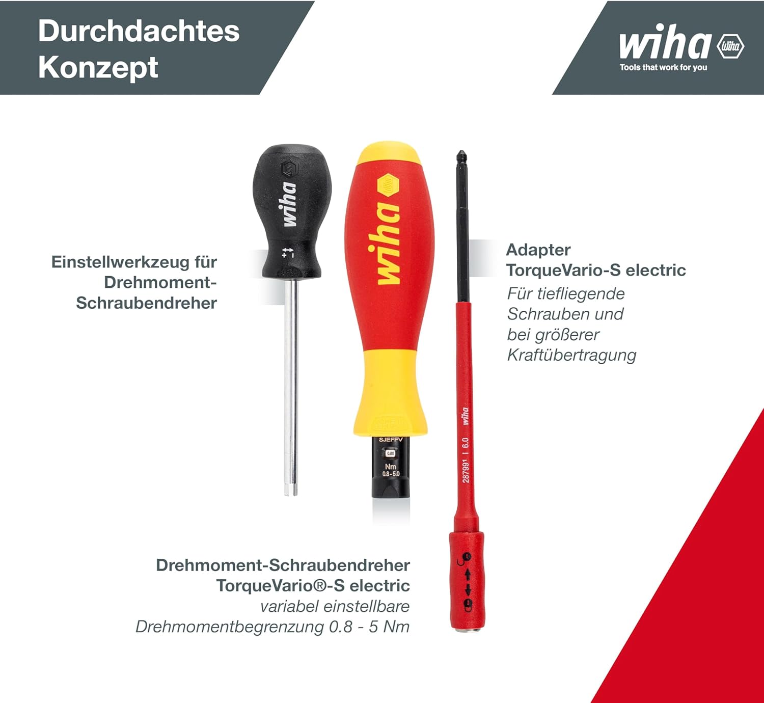 Wiha TorqueVario-S Electric Screwdriver Set, 18-Piece with Insulated ClicFix Bit Holder, Torq-Set, Multicolor