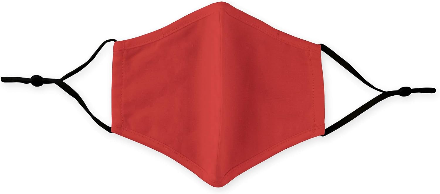 WEDDINGSTAR 3-Ply Adult Washable Cloth Face Mask Reusable and Adjustable with Filter Pocket - Hot Coral