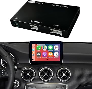 Road Top Wireless CarPlay & Android Auto Retrofit Kit for Mercedes-Benz NTG5.0/5.1/5.2 2015-2018, for B/C/E/G/S/V/GLC/CLA/GLA/GLE/GLS Class, CarPlay Decoder Interface, Supports Mirrorlink