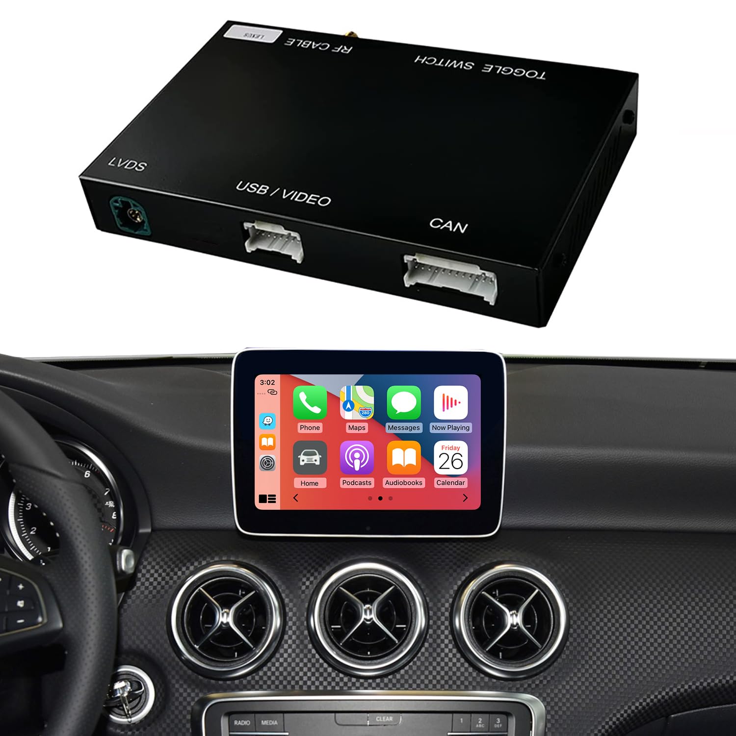 Road Top Wireless Carplay Wireless Android Auto for Mercedes Benz B C E G S V GLC CLA GLA GLE GLS Class 2015-2018 Year with NTG5.0, Carplay Retrofit Kit Decoder, Support Mirrorlink, Reverse Camera