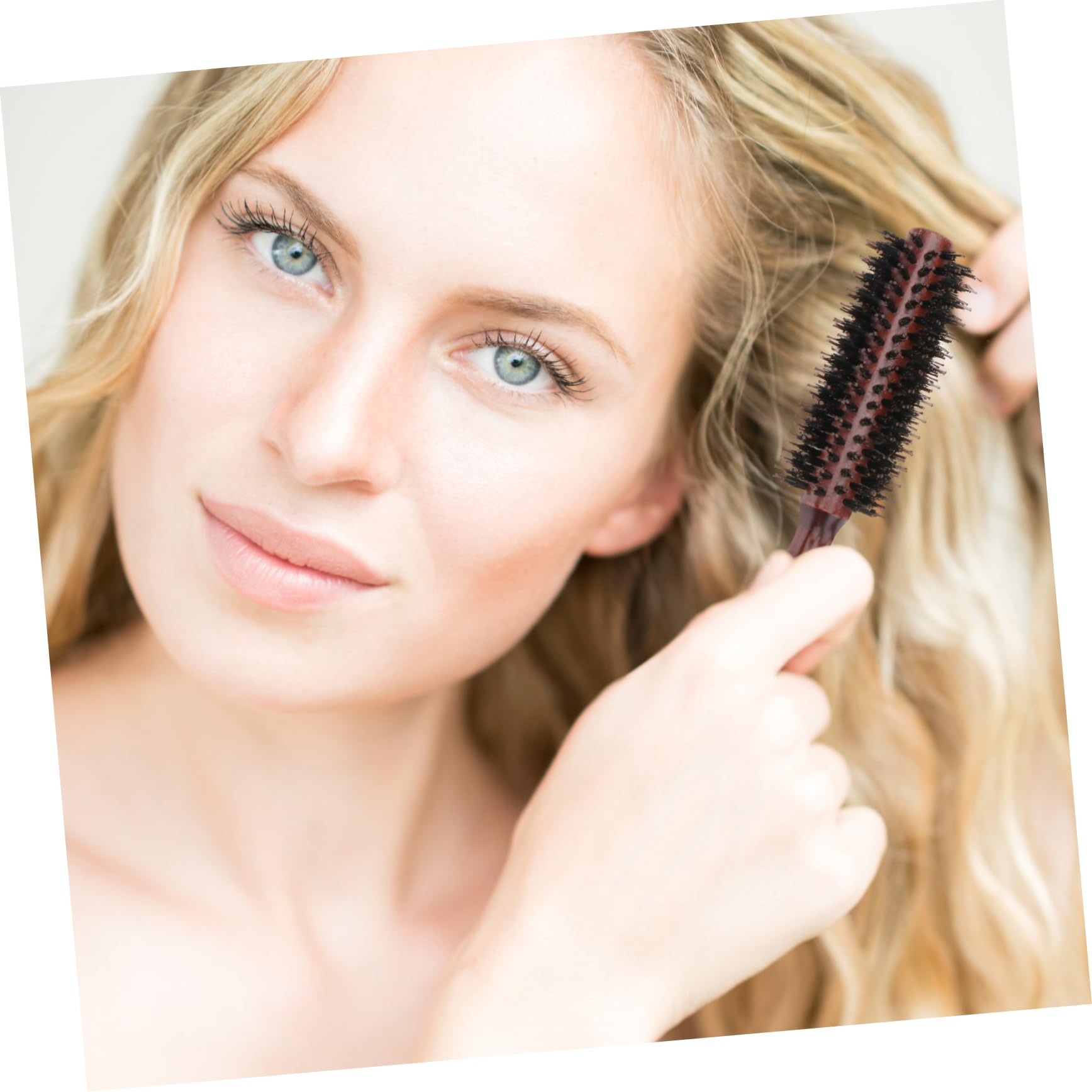 Rundkämme Braune 2 Stück mit Wildschweinborsten Ergonomischer Griff zum Stylen und Trocknen von Haaren Naturhaarbürste für Damen