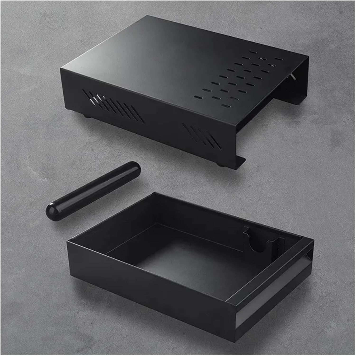 Stainless Steel Coffee Grounds Box, Drawer-type Knocking Box, Storage Bucket, Knocking Box, Bar(Sliver 28X18cm)