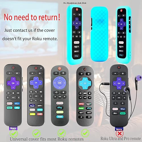 Miniatura 2 de Paquete de 2 fundas para control remoto Roku, cubierta de batería para TCL Roku Smart TV Steaming Stick Remote, Roku TV, cubierta protectora de