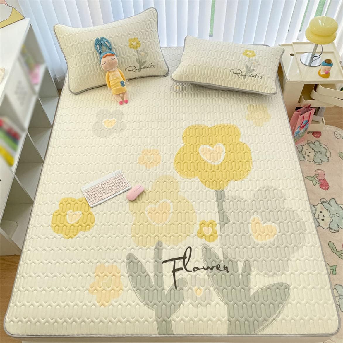 Single mattress pad, 3-piece set, soft, cool to the touch, machine washable, lion pattern, high density, fluffy and lightweight, mattress pad, cool mattress pad, 1 piece, 150x200*A, bed sheet, queen