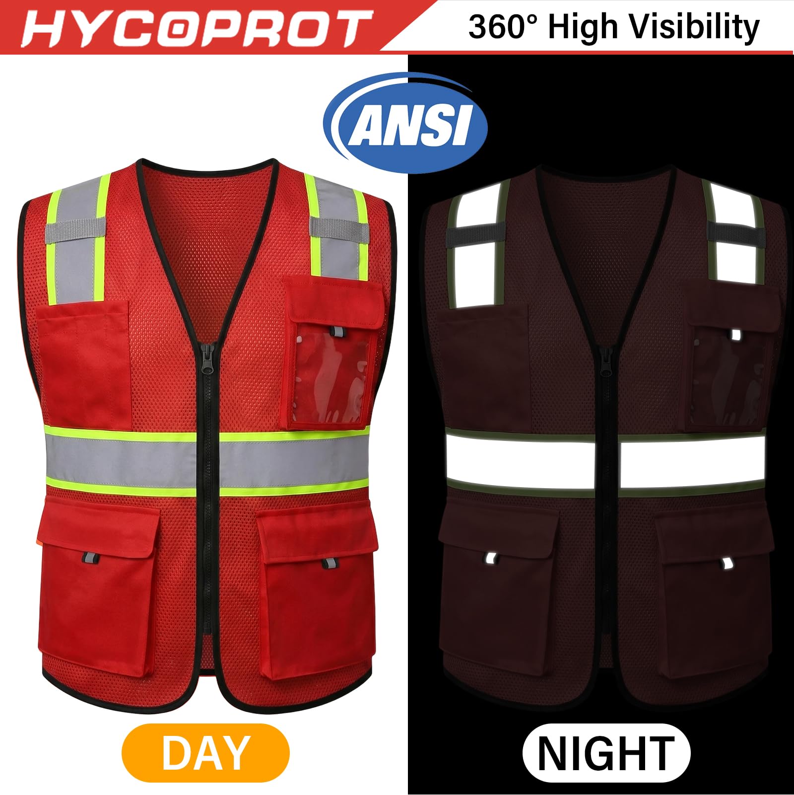 Snapklik.com : HYCOPROT High Visibility Safety Vest Hi Vis Reflective ...