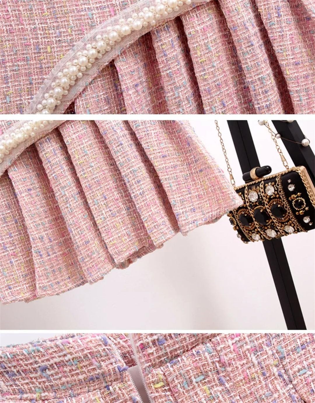 Women's Winter 3 Piece Sets Lady Elegant Slim Coat Skirt Shirt Three-Piece Suit Tweed Sets