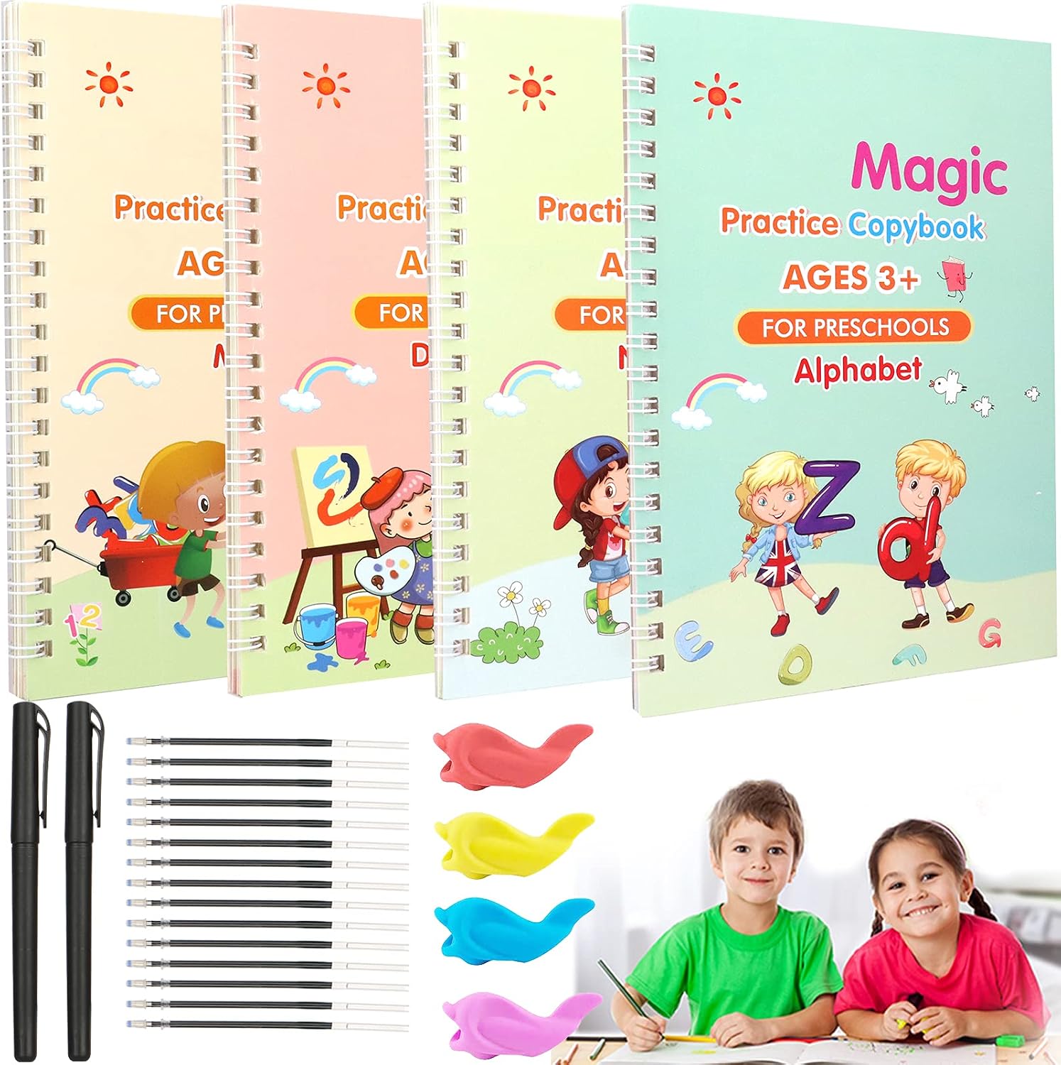 Magic Practice Copybook for Kids, Reusable - Number & Letter Tracing Books, Drawing & Math Practice Books - Print Handwriting Workbook for Beginners, Preschoolers & Kindergarten Kids Ages 3-6