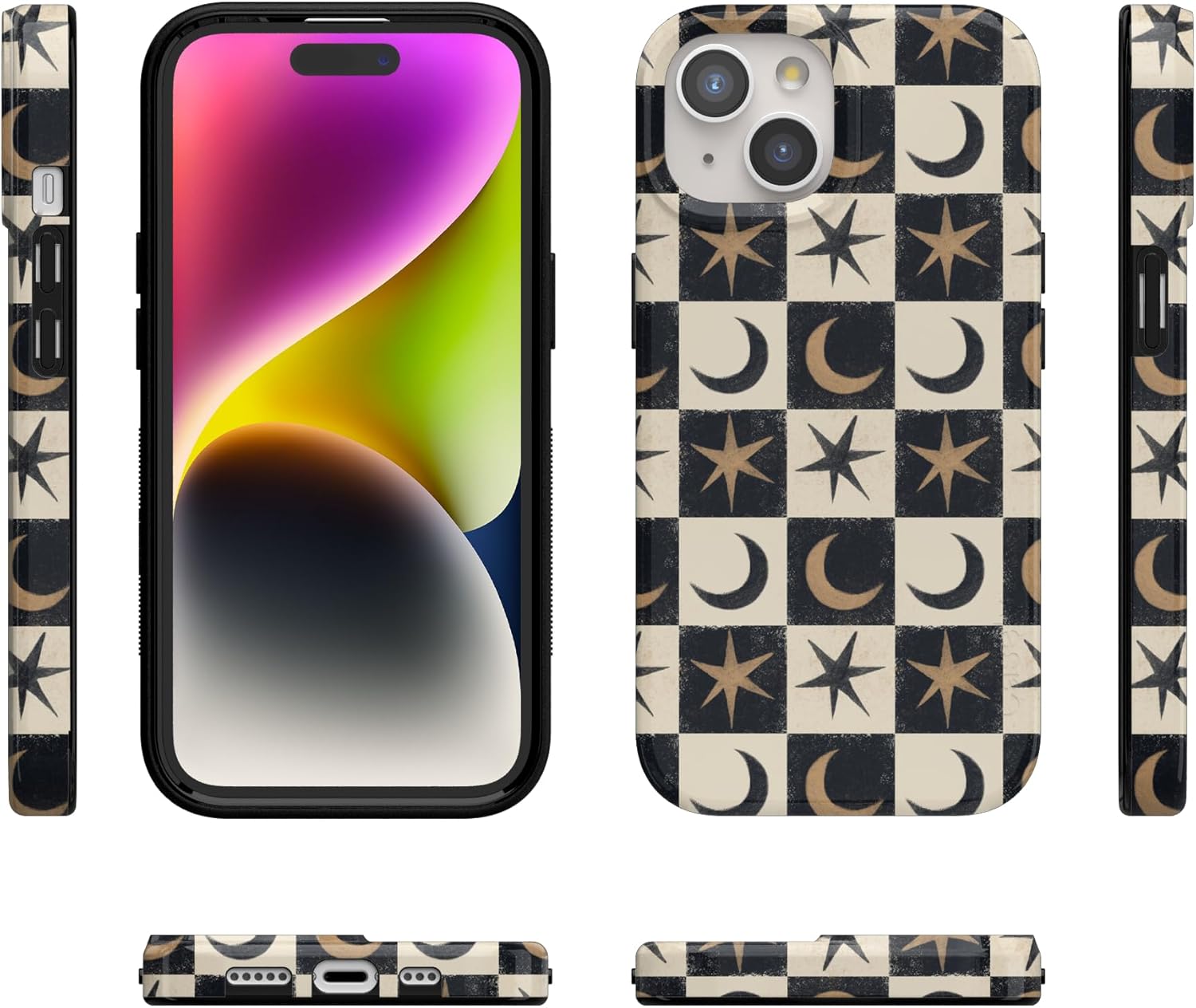 Casely iPhone 15 Case | Mystic Moonstar | Black Celestial | Compatible with MagSafe | Classic Ultra Slim Design