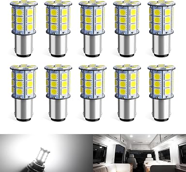 1076 LED Bulb for RV White 1142 1004 BA15D LED Bulb for RV Camper Trailer Motorhome Boat Marine Yacht Light #90 Yard landscape Bulb 10 Pack 1