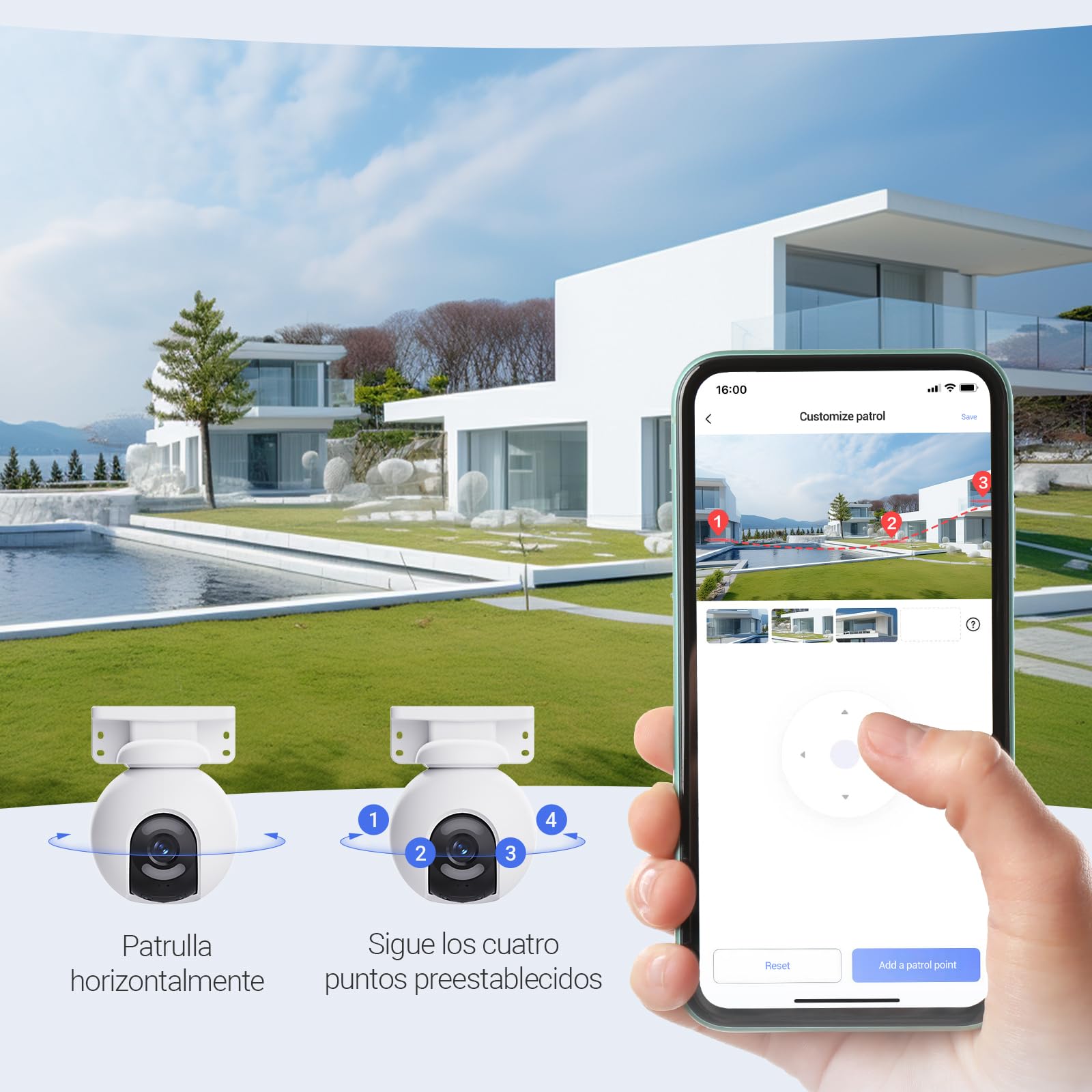 EZVIZ Cámara Vigilancia WiFi Exterior,2K+, 360°,Cámara IP de Seguridad,Visión Nocturna Colorfull con Luz Ultrabaja,IA Detección de Persona/Vehículo,Seguimiento Zoom Auto,Audio Bidireccional,Sirena,H8x