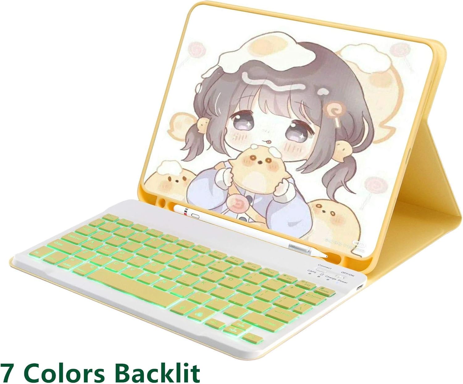 New iPad Pro 11 inch (3rd Generation) 2021 Backlit Keyboard Case + Mouse Candy Color Detachable Bluetooth Keyboard Slim Leather Folio Smart Cover for Pro 11" 1st 2nd Generation (iPadPro11, Yellow)