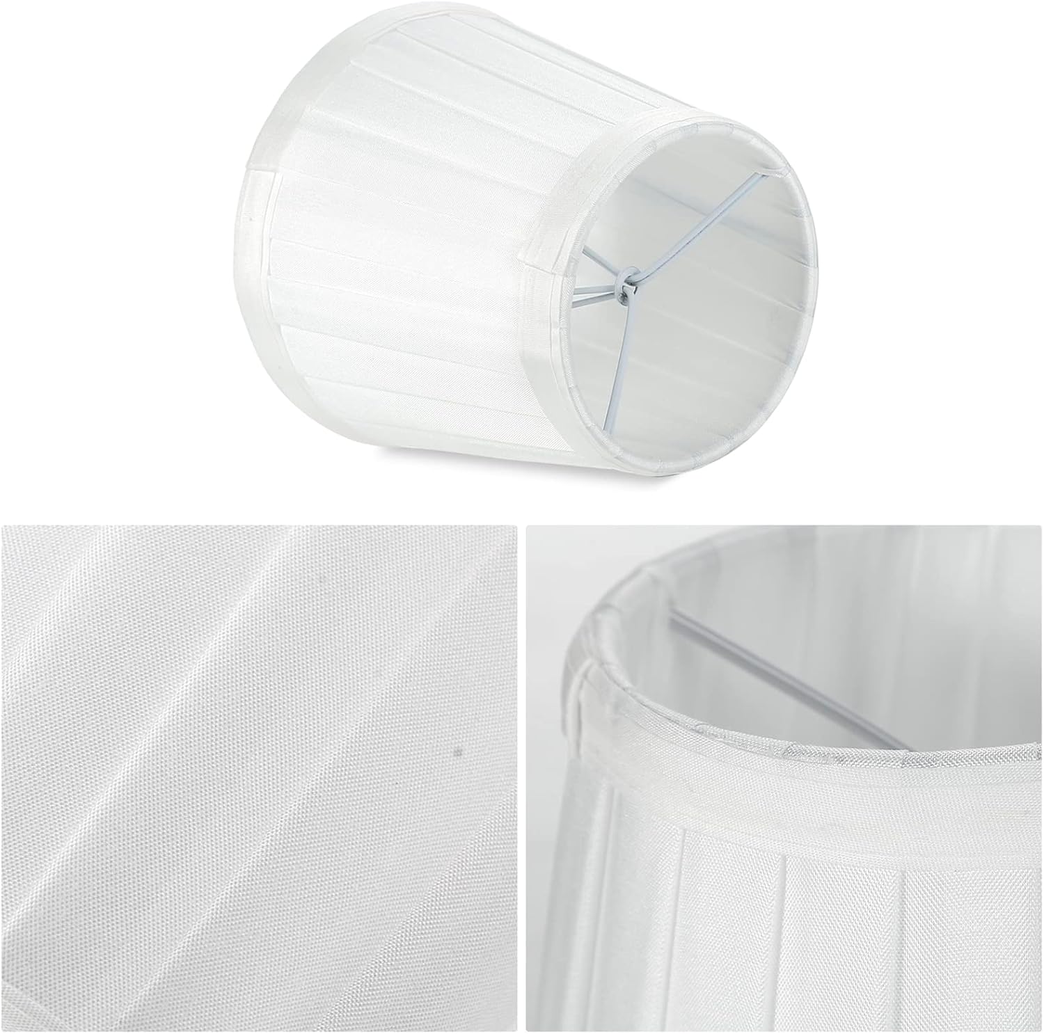 Fuloon Clip on Chandelier Lamp Shades, 3.3x4.3x4.7 in, Small Sconce Shades for Candelabra Bulbs, European/French Country/Modern Style(6 Pack, White Pleats)