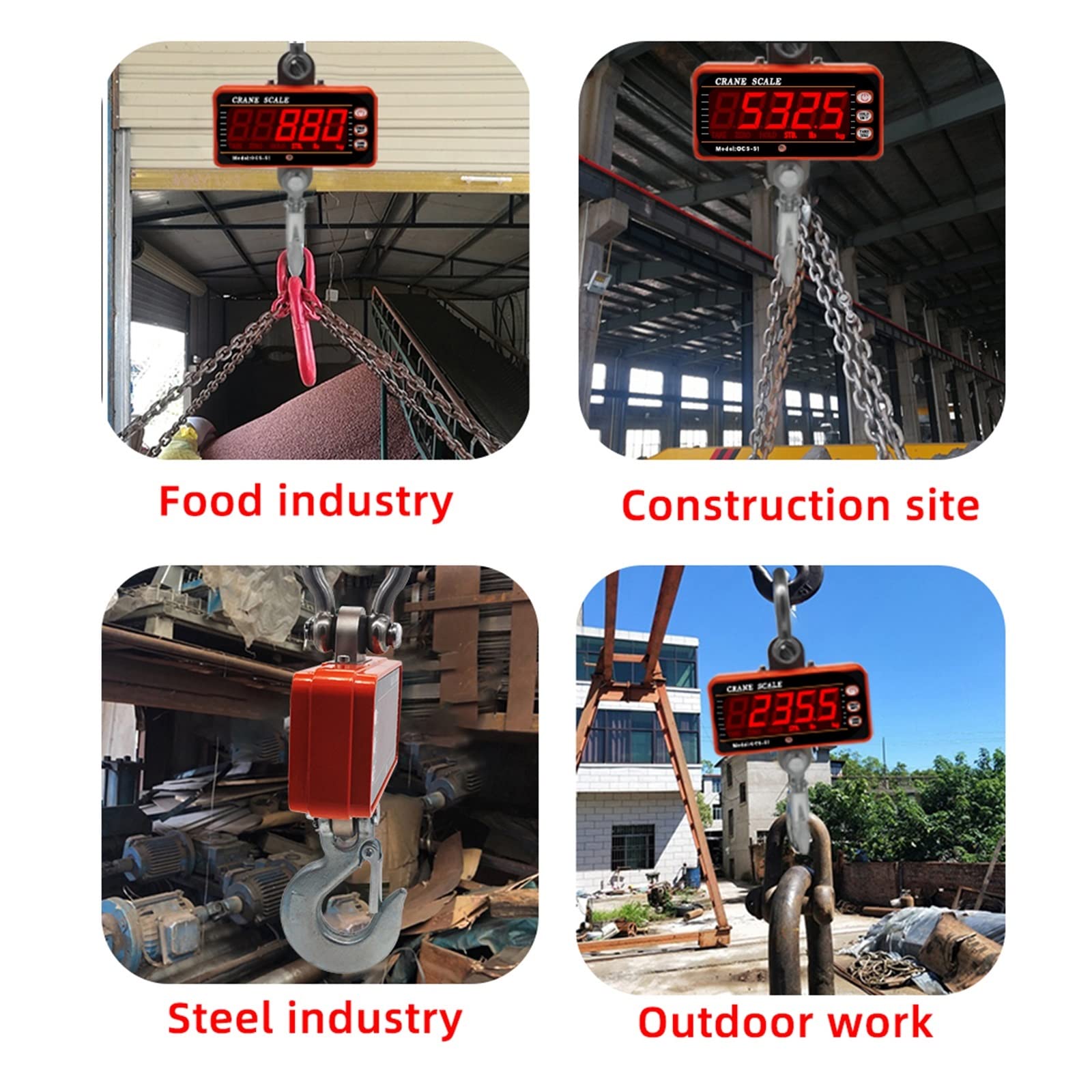 Cyfrowa waga wisząca OCS-S1 Wysoka dokładność 1000 kg 2000LBS Elektroniczna waga przemysłowa Heavy Duty Hook Scale
