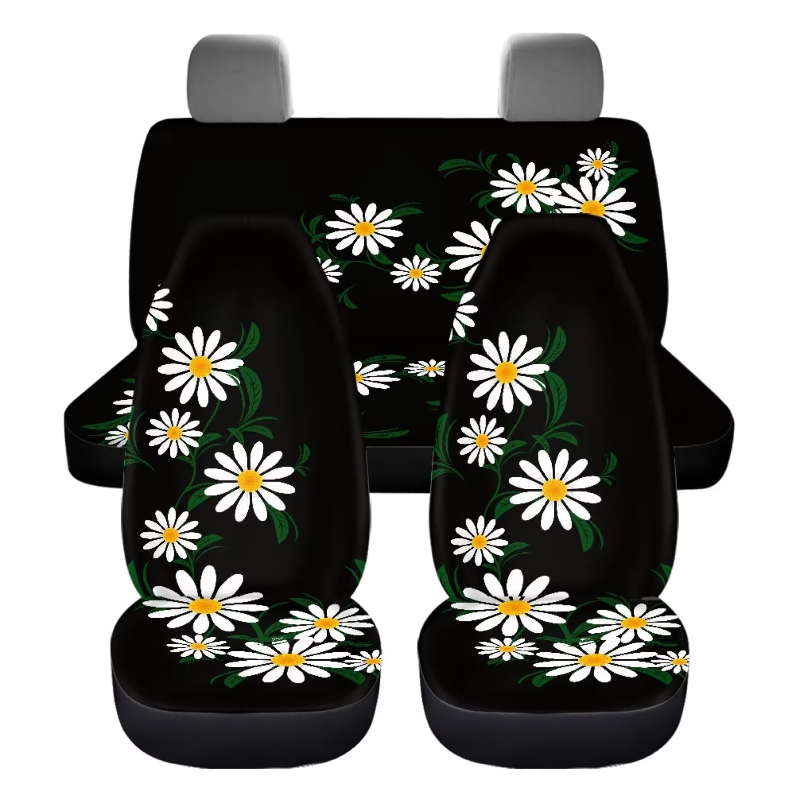Daisy Pokrowce na siedzenia samochodowe dla kobiet, pełny zestaw 4 pokrowców na przednie i tylne siedzenia, odporne na każdą pogodę, trwałe maty do siedzenia dla zwierząt domowych,