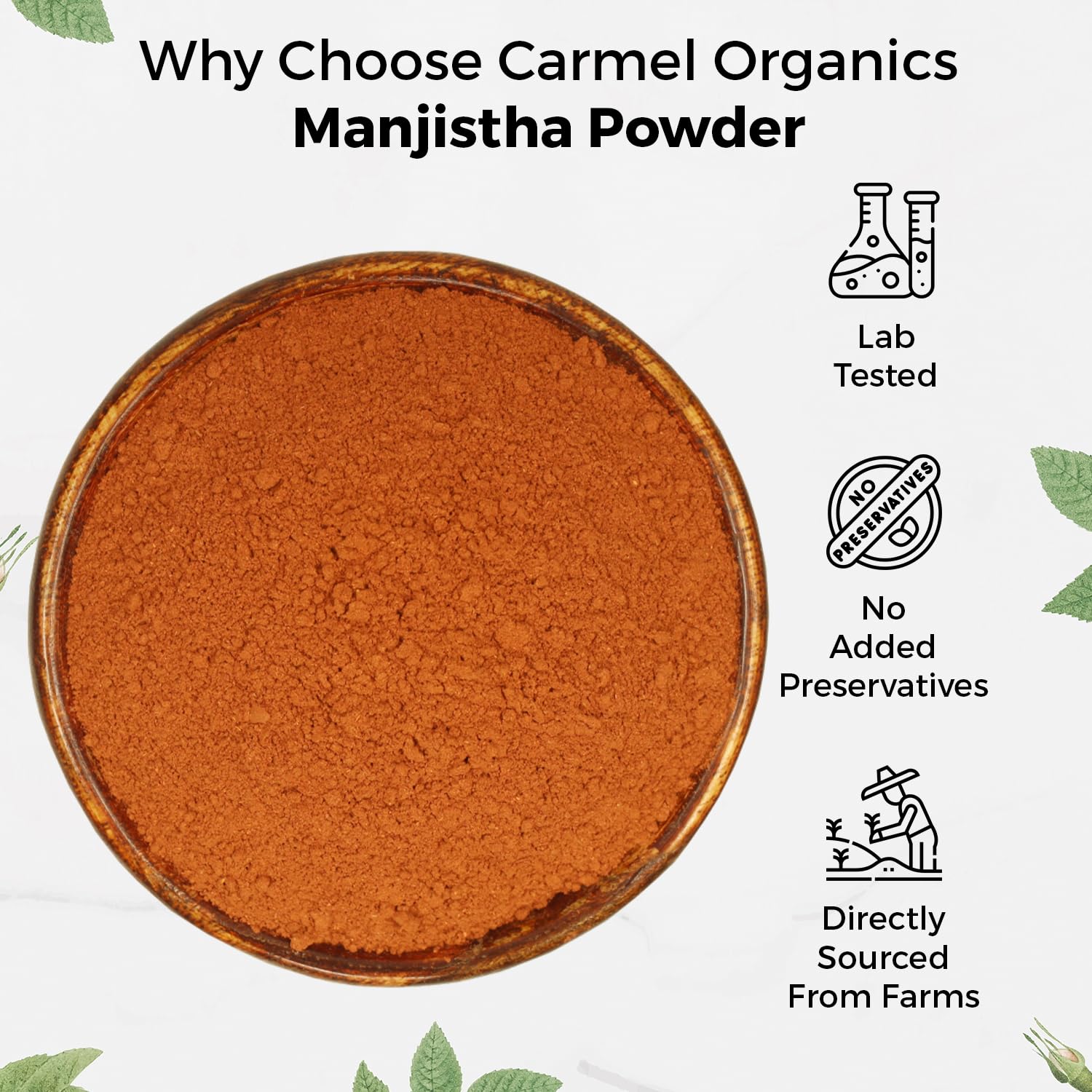 CARMEL ORGANICS Manjistha Root/Indian Madder Powder 8 Ounce | Natural Dye and Hair Color, Ayurvedic Herb, No Added Preservative or Additives, Non-GMO